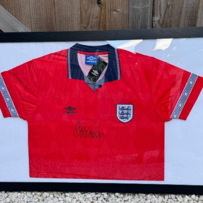 Framed Classic England Shirt — Signed by Paul Merson