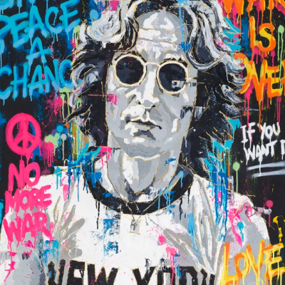 Signed John Charles Print of a John Lennon painting.