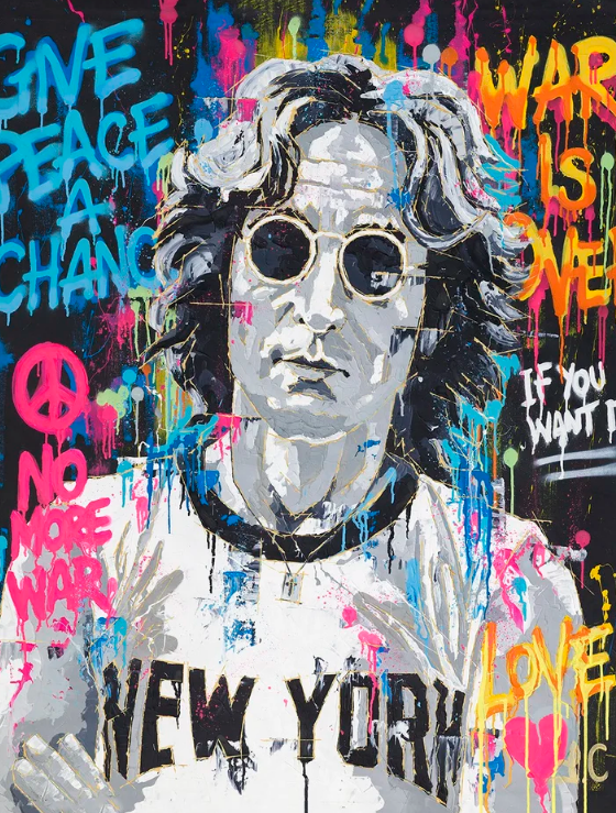 Signed John Charles Print of a John Lennon painting.